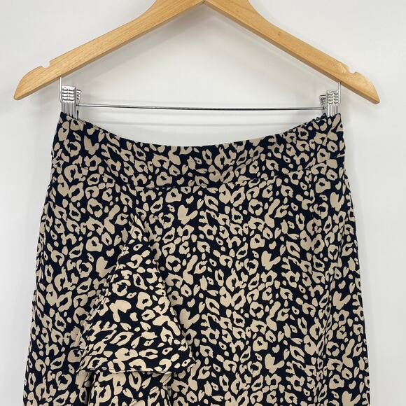 Nasty Gal Leopard Print Midi Skirt High Low High Waisted Black Cream Womens 6 - Picture 5 of 7